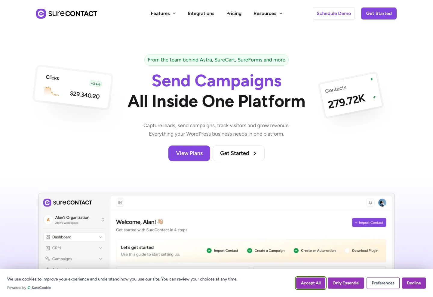SureContact homepage